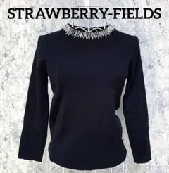 【ストロベリーフィールズ】ビジュー　カットソー　ブラック