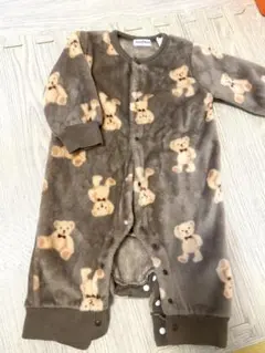 70cm もこもこクマ柄ロンパース