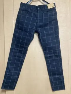 【未使用】GUチェック柄プリントジャストフィットジーンズ30インチ