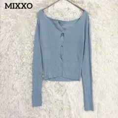 MIXXO カーディガン　ライトブルー　M 長袖　羽織り　Vネック　リブ