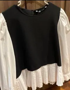 ZARA レイヤード長袖トップス 黒・白