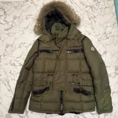 MONCLER モンクレール　0 ロゴワッペン ファー着脱 ダウン　カーキ