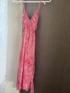 ピンク ペイズリー柄 キャミワンピース