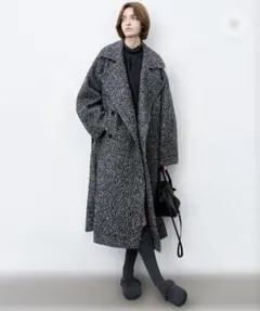 【美品】ソージュ SOÉJU】色違いでリピート！3万円台で叶う冬の定番ウールリバーローブ 千鳥柄 ウールリバーローブコート　M soeju ジャケット・アウター