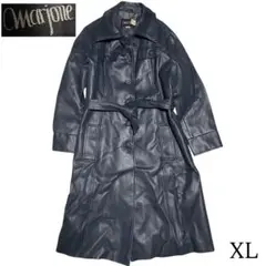 【vintage】フェイクレザーマキシ丈シングルトレンチコート インディゴ XL