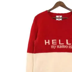 【美品】サノバチーズ 人気 高級ウール100% 厚手ニット バイカラー 保温性◎のサムネイル