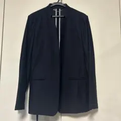 ネイビー ノーカラージャケット ウエストリボン付きのサムネイル