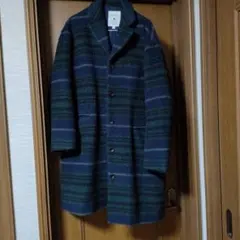 niko and ... ダークグリーンストライプ ロングコート