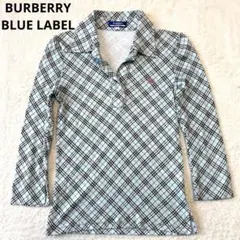 美品✨バーバリーブルーレーベル チェック シャツ ホースロゴ刺繍 水色 38