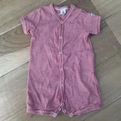 プチバトー　半袖前開きロンパース3m 60cm