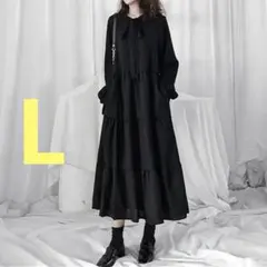 【新品】体型カバー♪ ふんわりティアードワンピース　Lサイズ a