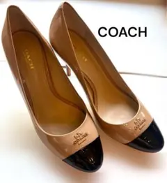 美品★COACH コーチ エナメル バイカラーパンプス ヒール 靴 36.5