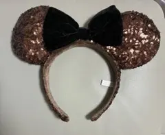 ディズニーリゾート　ミニー　カチューシャ　ブラウン　スパンコール