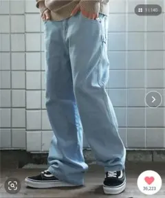Beno デニムルーズペインターワークパンツ ライトインディゴ Mのサムネイル