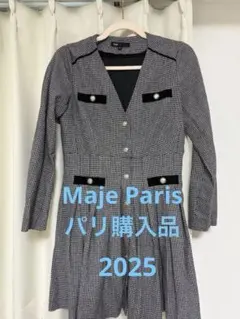 MAJE ジャカード ミニワンピース プリーツ入り ハウンドトゥース