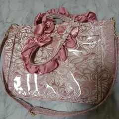 ザッカマート 痛バ ペイズリーハンドルフリルトートバッグ ピンク A4 痛バッグ