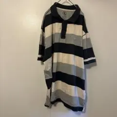 エーグル ポロシャツ 襟付き 半袖 ボーダー ビッグサイズ 紺 灰色 綿 服のサムネイル