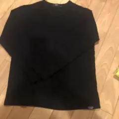 AZUL ブラック Vネック 長袖カットソー L アズール　模様あり　おしゃれ