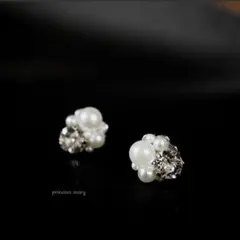 再販❤️シルバー》mini pearl スワロフスキーbijouピアス