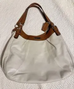 COACH レザーショルダーバッグ ホワイト/ブラウン　ビンテージ