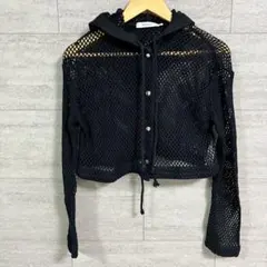 MOUSSY メッシュフーディ F ブラック系 クロップドのサムネイル
