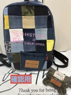 パッチワークデザイン デニムリメイクバックパック