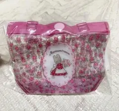 マロンクリーム　花柄ミニプールバッグ風ミニポーチ