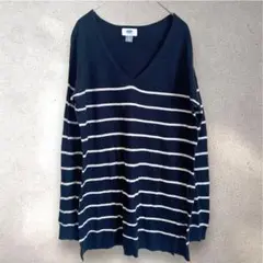 OLD NAVY ボーダー Vネック セーター S ブラック