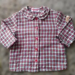 ミキハウス 赤色チェック柄シャツ