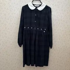 CHOPLIN ダークグリーンチェック ワンピース