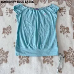 バーバリーブルーレーベル パフスリーブ サイドドロスト Tシャツ ノバチェック