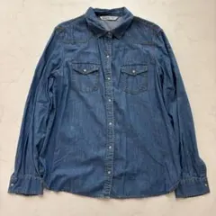 ZARA デニムシャツ 長袖 スナップ M（D349）