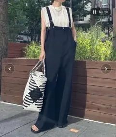 タグ付き DouDou 細紐デニムフロントジップサロペット ブルー PSサイズ