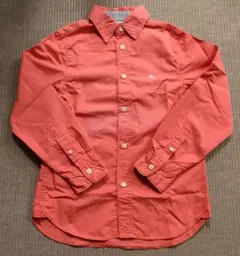 織り柄入りオシャレシャツ■H&Mキッズ赤シャツエンジシャツ130サイズLOGG