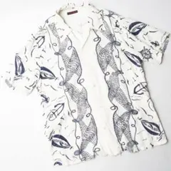 BLUE/BLUE アロハシャツ 2(M) 白 レーヨン メンズ 管理368のサムネイル