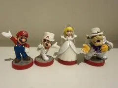 amiiboマリオウエディング　ピーチ　クッパ　マリオ　アミーボ4つセット