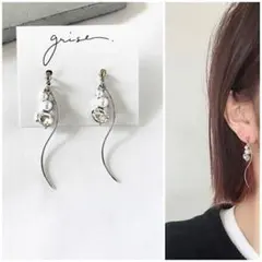 593 パール　ビジュー　シルバー　ピアス　イヤリング　ハンドメイド