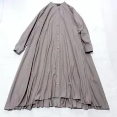 タグ付き　ミズイロインド　スタンドカラーフレアワンピース　ウォッシャブル　日本製