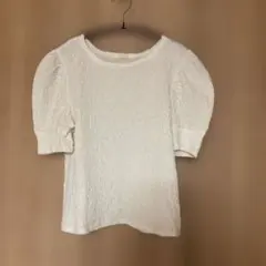 ホワイト パフスリーブ シャツ Mサイズ