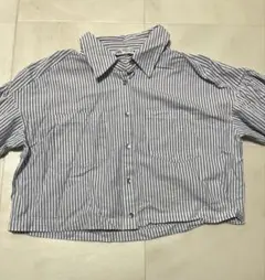 ZARA ストライプ柄 長袖シャツ クロップド丈