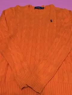 美品　Polo Ralph Lauren オレンジ ケーブルニット S