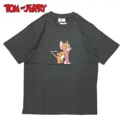 新品 正規 Ｌ トムとジェリー コットンTシャツ ユニセックス 綿100％ 墨黒のサムネイル