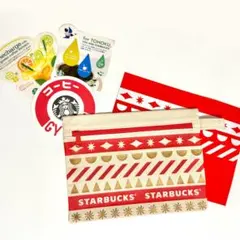 【非売品】スタバ ホリデー キャンバスポーチ(赤) ＋限定ステッカー等3点付！