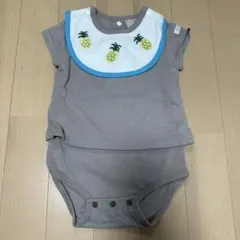 Petit main パイナップル刺繍ロンパース