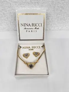 NINA RICCI ニナリッチ　ラインストーンネックレス　イヤリングセット