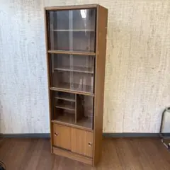 昭和レトロ 古家具 ガラス戸 木製キャビネット 食器棚 サイドボード