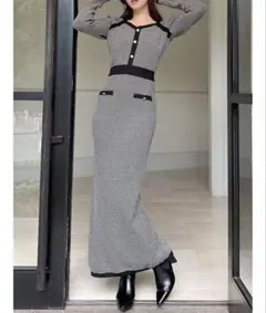 RESEXXY バイアスツイードニットワンピース ニットワンピース 完売品 F