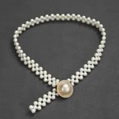 パールベルト 細ベルト 結婚式 浴衣 着物 帯締め 韓国 調節可能 ゴムタイプ