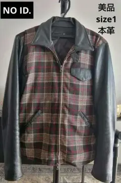 美品 NOID. ノーアイディ 本革レザージャケット 柄切替 牛革