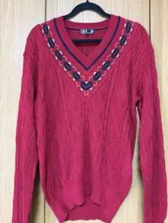 DAKS Vネック ニット セーター レッド M